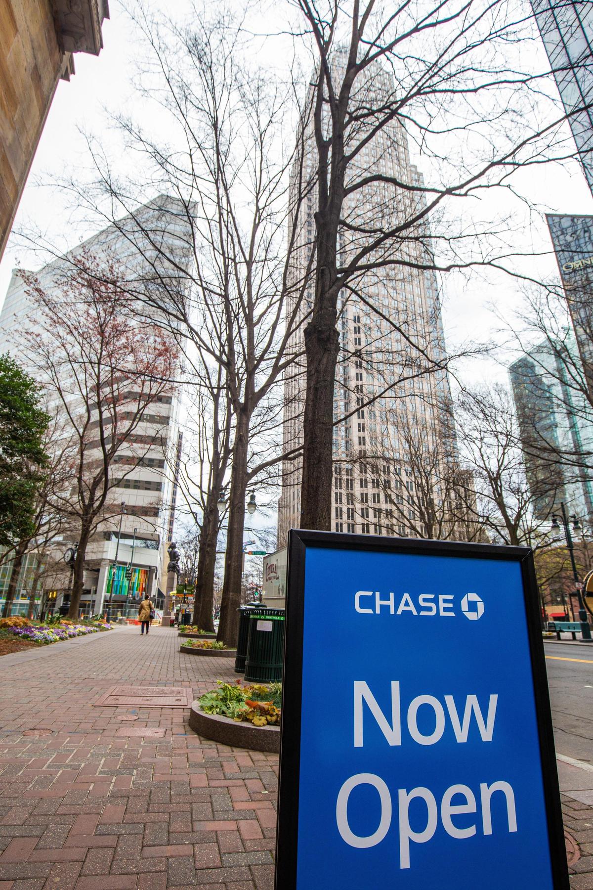 The new JP Morgan Chase branch is right across from the Bank of America Building in Uptown Charlotte in Charlotte, NC. Friday, March 13, 2020.