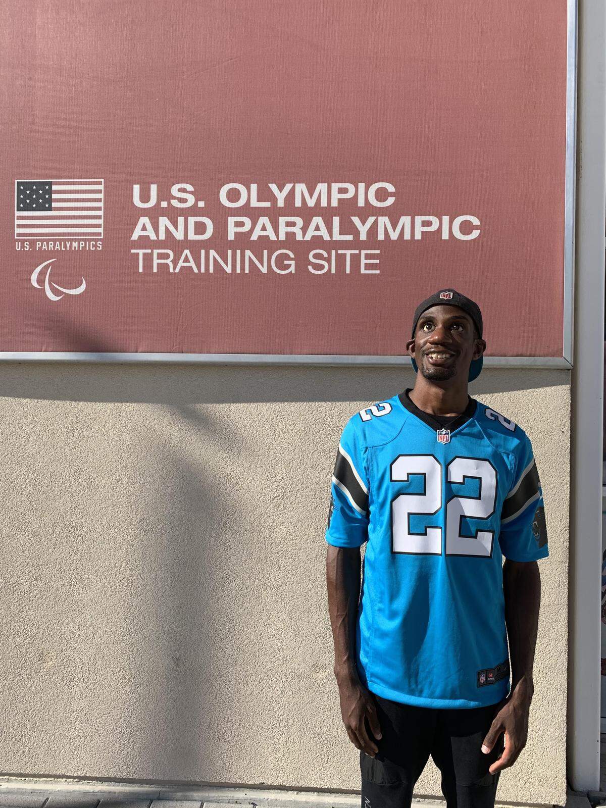 Lex Gillette is currently in San Diego training for the upcoming Paralympic World Championships, which is where he received his autographed Christian McCaffrey jersey. (Photo courtesy of Lex Gillette)