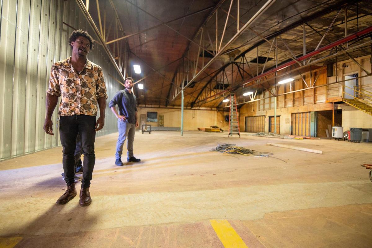 Oso Skate Park co-owners Phillip Gripper and Brett Coppedge walk the space in 2017.