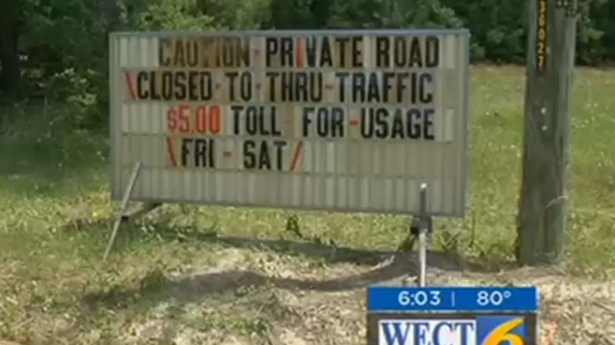 Cedar Landing and Creek Estates voted May 19 to change their street into a toll road. It's legal, because the road is private, says the Pender County Sheriff's Office.