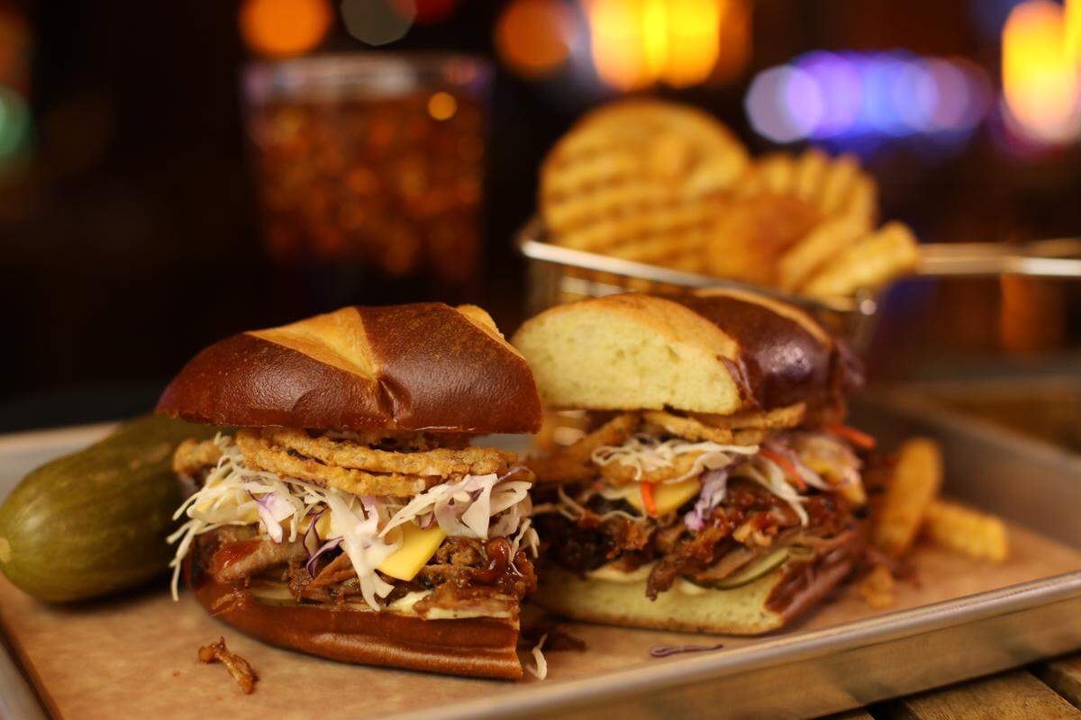 The Motley Que Pulled Pork at Guy Fieri’s Cherokee Kitchen + Bar.