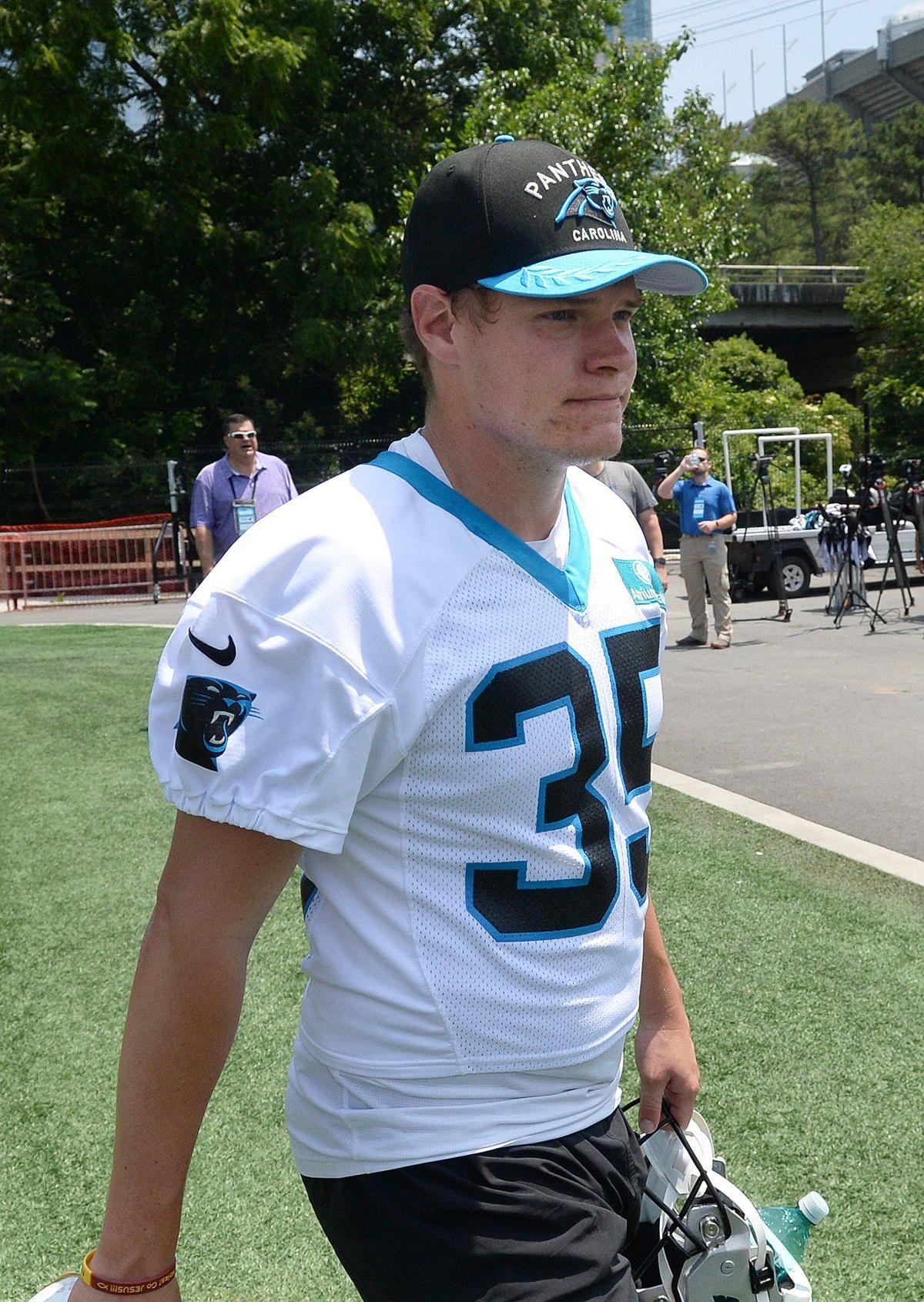 Ryan Fitzgerald, #35, is a Panthers kicker. The Carolina Panthers, in their second week of organized team activities, ran through drills on Tuesday, June 3, 2025 at their practice facility in uptown Charlotte.