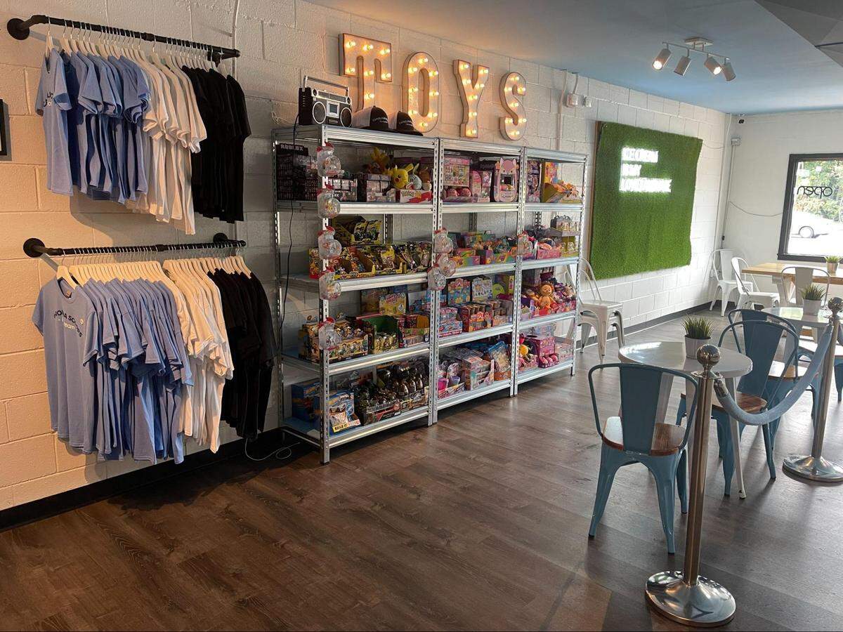 The toy section inside Carolina Scoops is a byproduct of Sara Longstreet’s previous career in the toy industry.