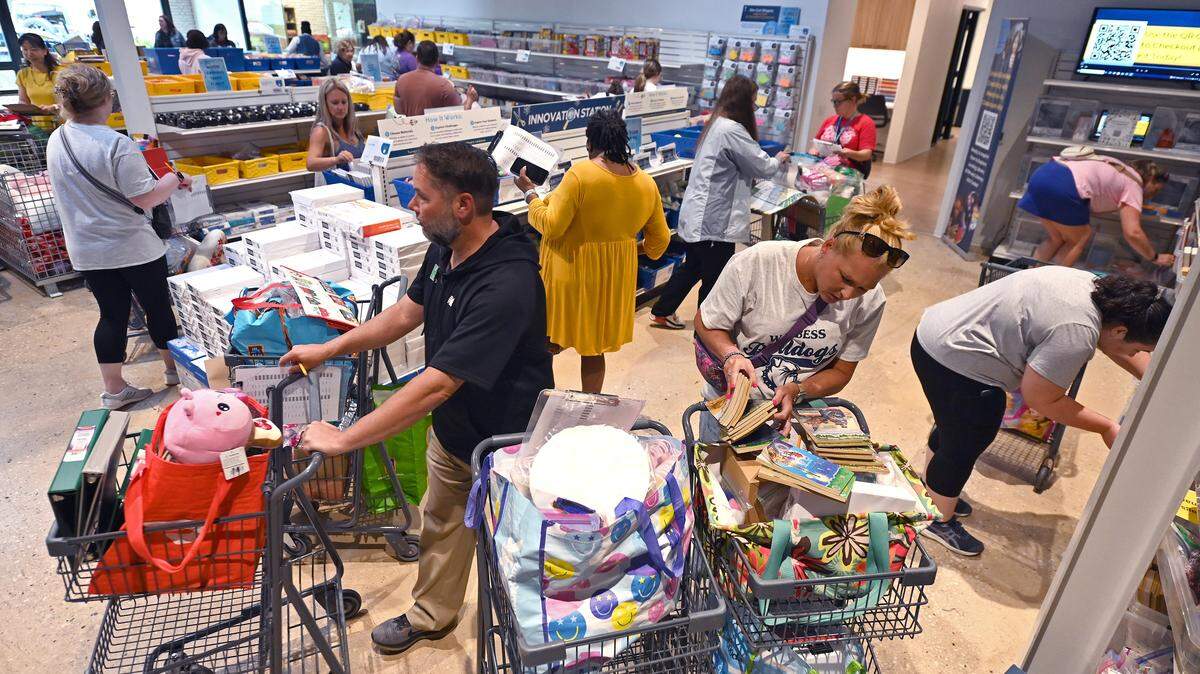 Teachers in Charlotte visit Classroom Central on Thursday, August 14, 2025, to purchase back-to-school items. Classroom Central offers free resources to local and eligible (Title 1) schools.