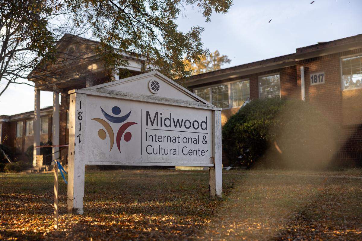 Demolition of the former Midwood Elementary School in Charlotte, as seen on Friday, Nov. 7, 2025.