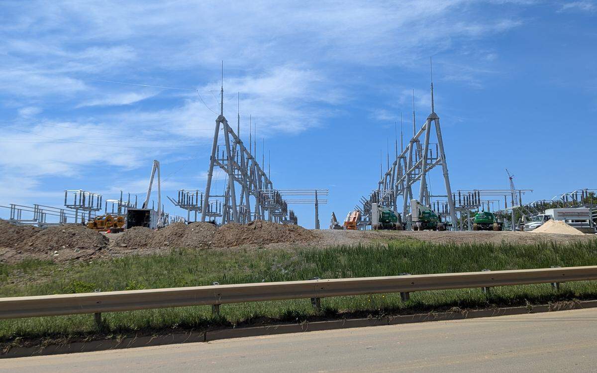 Infrastructure to support the QTS data center campus in York County is visible from Hands Mill Highway in York County.
