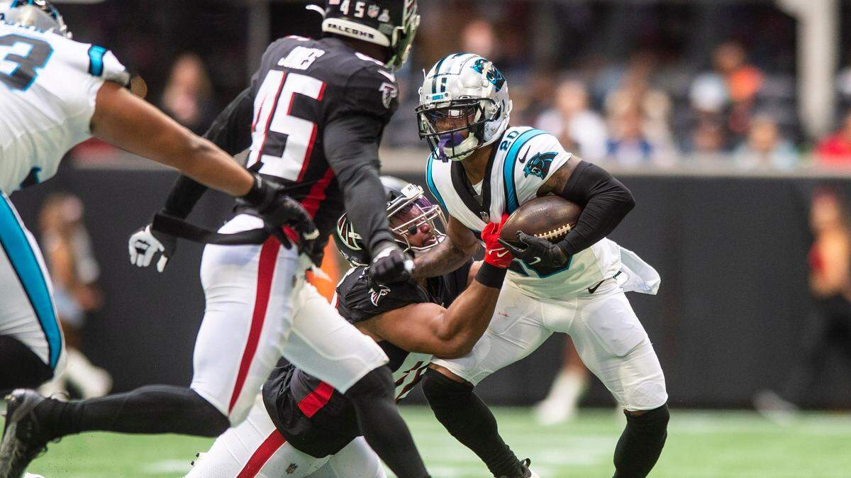 The Panthers and Falcons play Sunday in Charlotte. In their first matchup this season, on Oct. 31st, Carolina and running back Ameer Abdullah (with ball) ran for 203 yards in a 19-13 win in Atlanta.