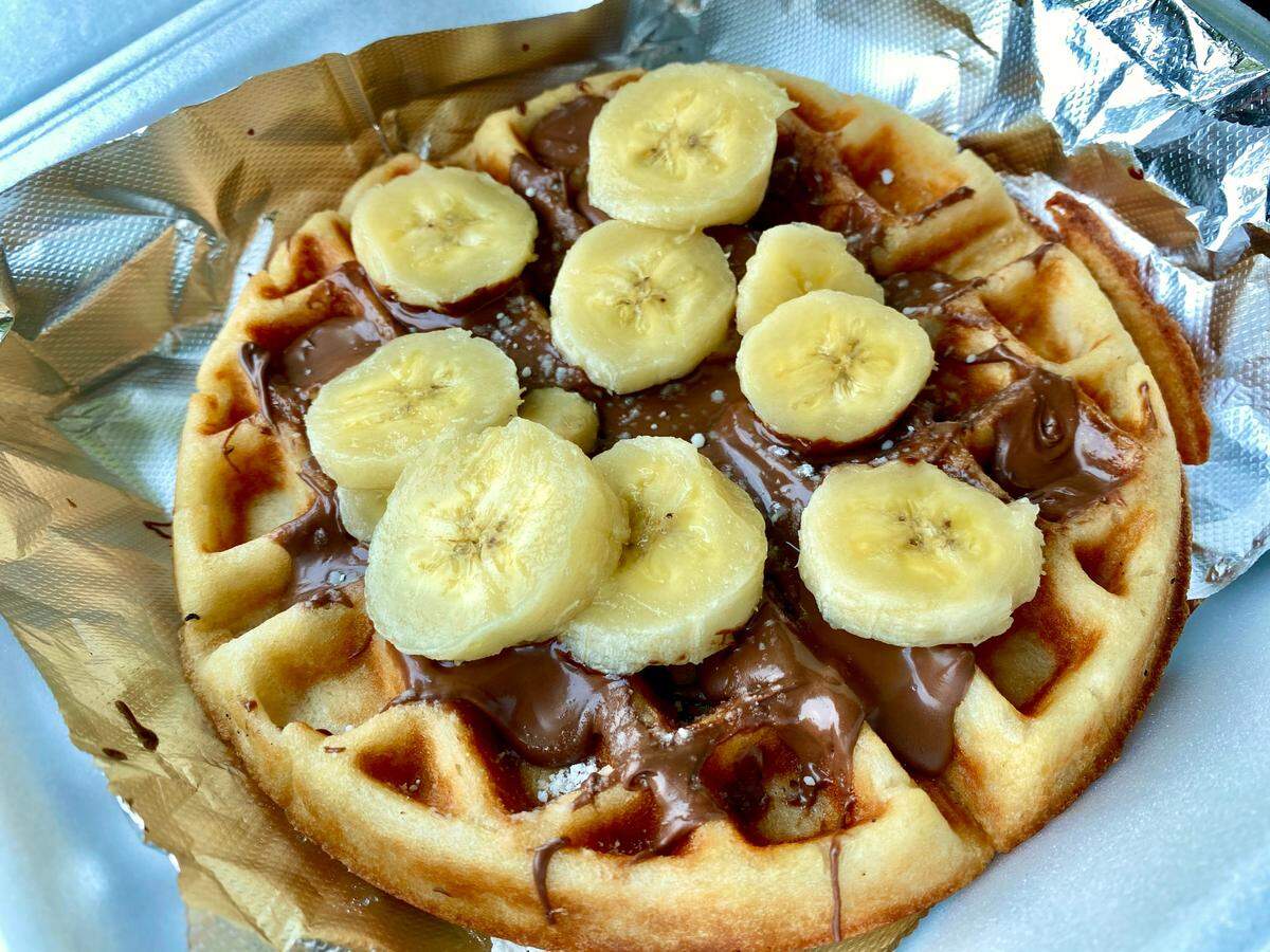 The Nutella and Banana waffle at The Egg Cafe in Davidson.