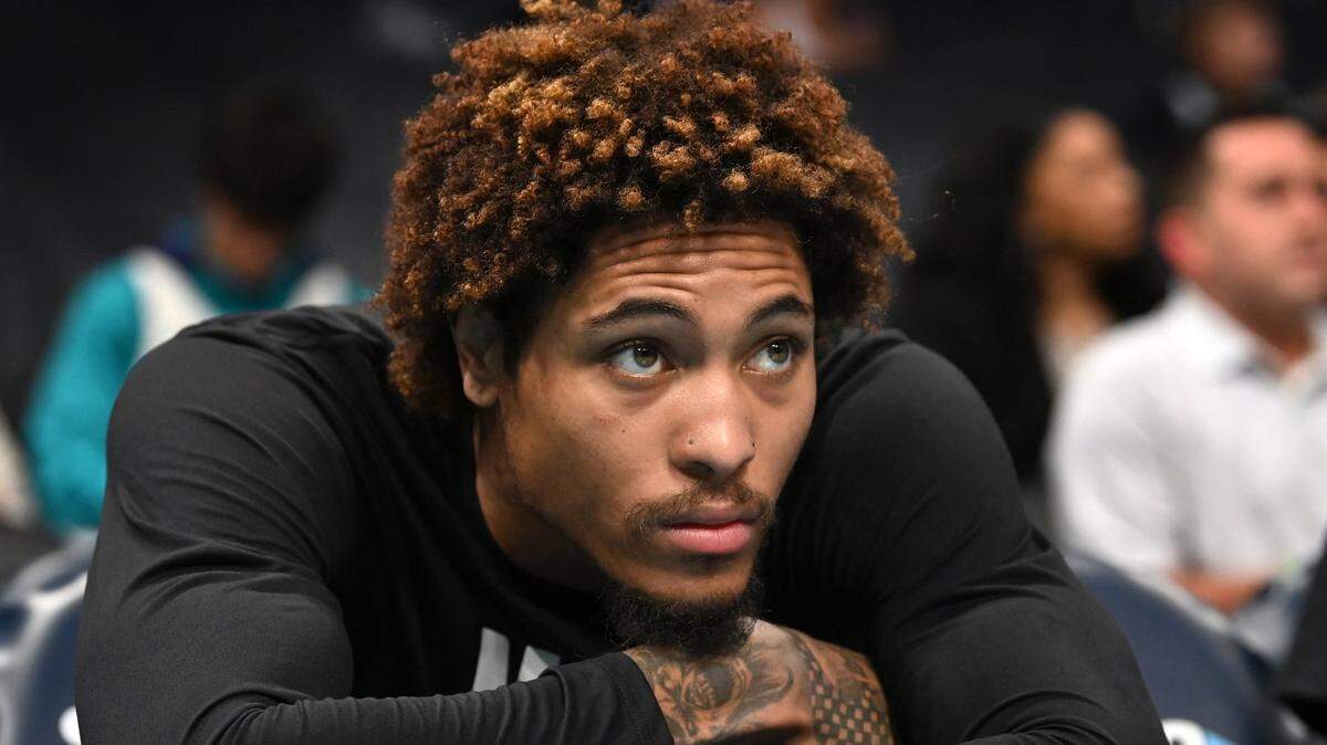Charlotte Hornets forward Kelly Oubre Jr., watches the Washington Wizards warmup prior to action at Spectrum Center in Charlotte, NC on Monday, November 7, 2022. The Wizards defeated the Hornets 108-100.