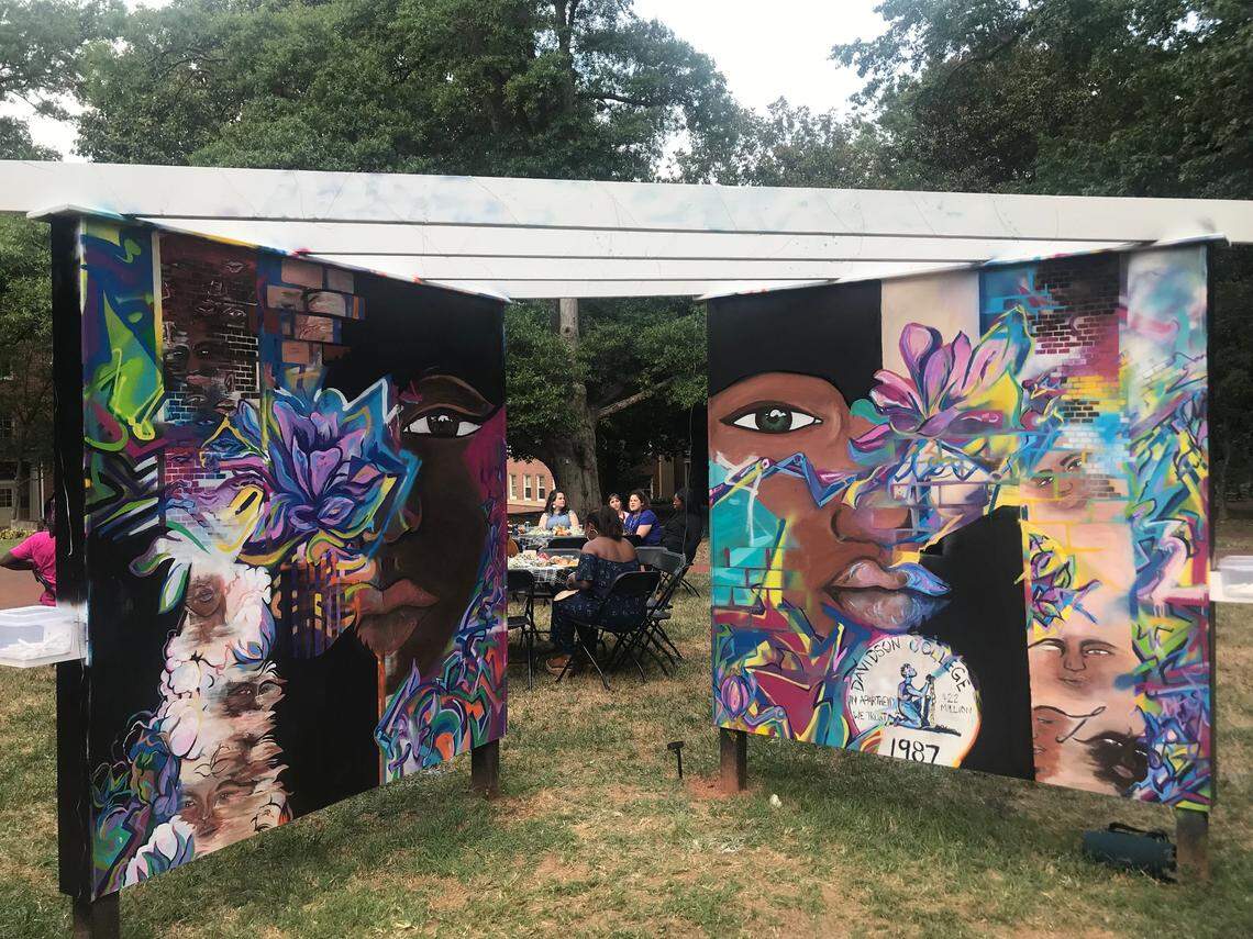 Mural panels were displayed in front of the Chamber Building on the Davidson College campus from summer 2019 through May 2020. 