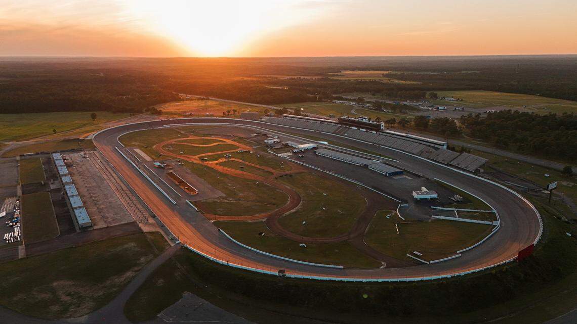 The sky breaks into dusk over Rockingham Speedway on Saturday, July 13, 2024, as the open house comes to a close. The event was a chance for community members to see the renovation progress the speedway has made in recent years.