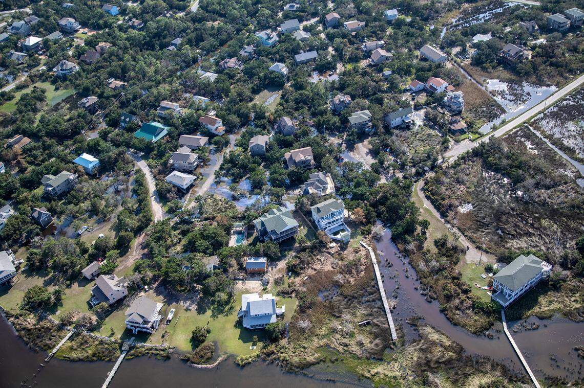 Flood waters from Hurricane Dorian fill neighborhoods in Ocracoke Saturday, Sept. 7, 2019.