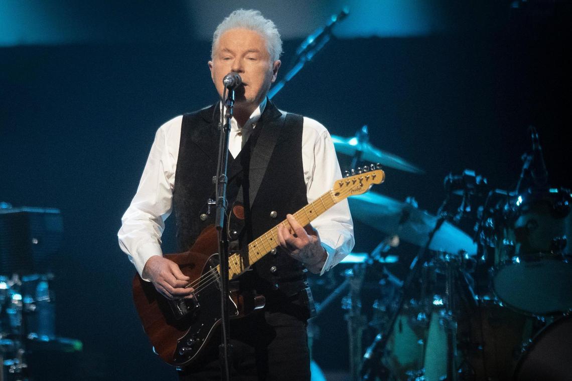 The Eagles’ Don Henley performs “Life in the Fast Lane” during the Hotel California tour at the Spectrum Center in Charlotte, N.C., Monday, Feb. 21, 2022.