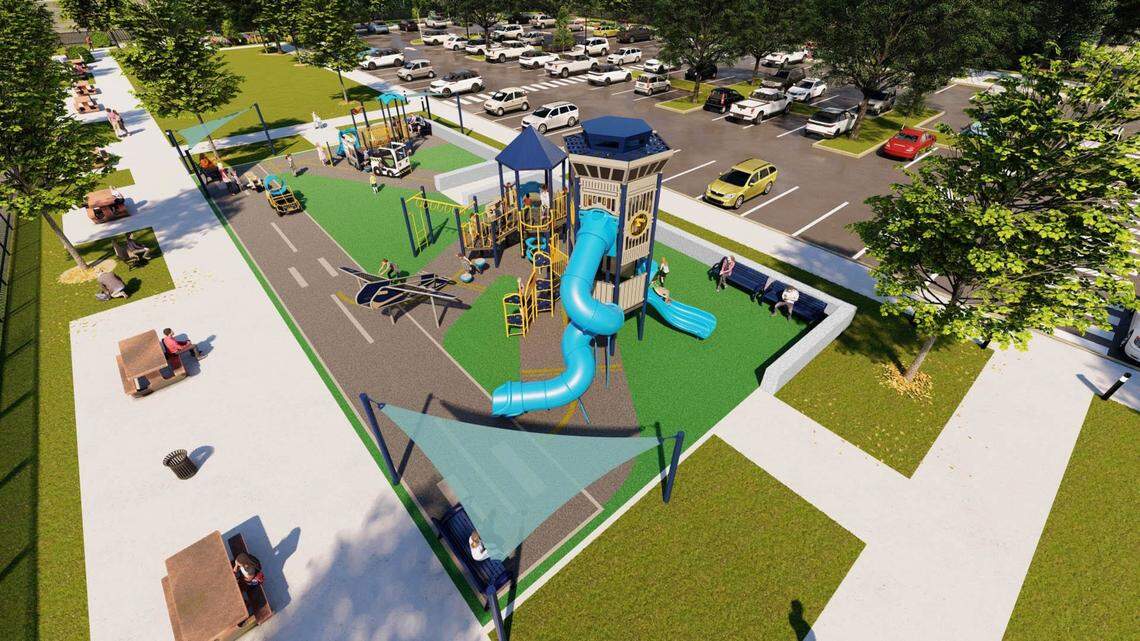 Charlotte airport officials revealed plans on Tuesday, April 25, 2023, for a permanent overlook with playgrounds, picnic tables, bicycle racks and other new amenities.