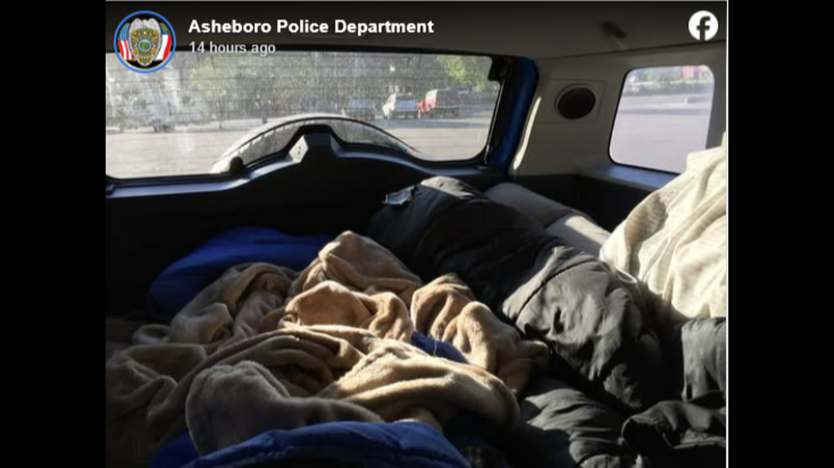 This photo of the back seat of the vehicle was shared on Facebook by the Asheboro Police Department.