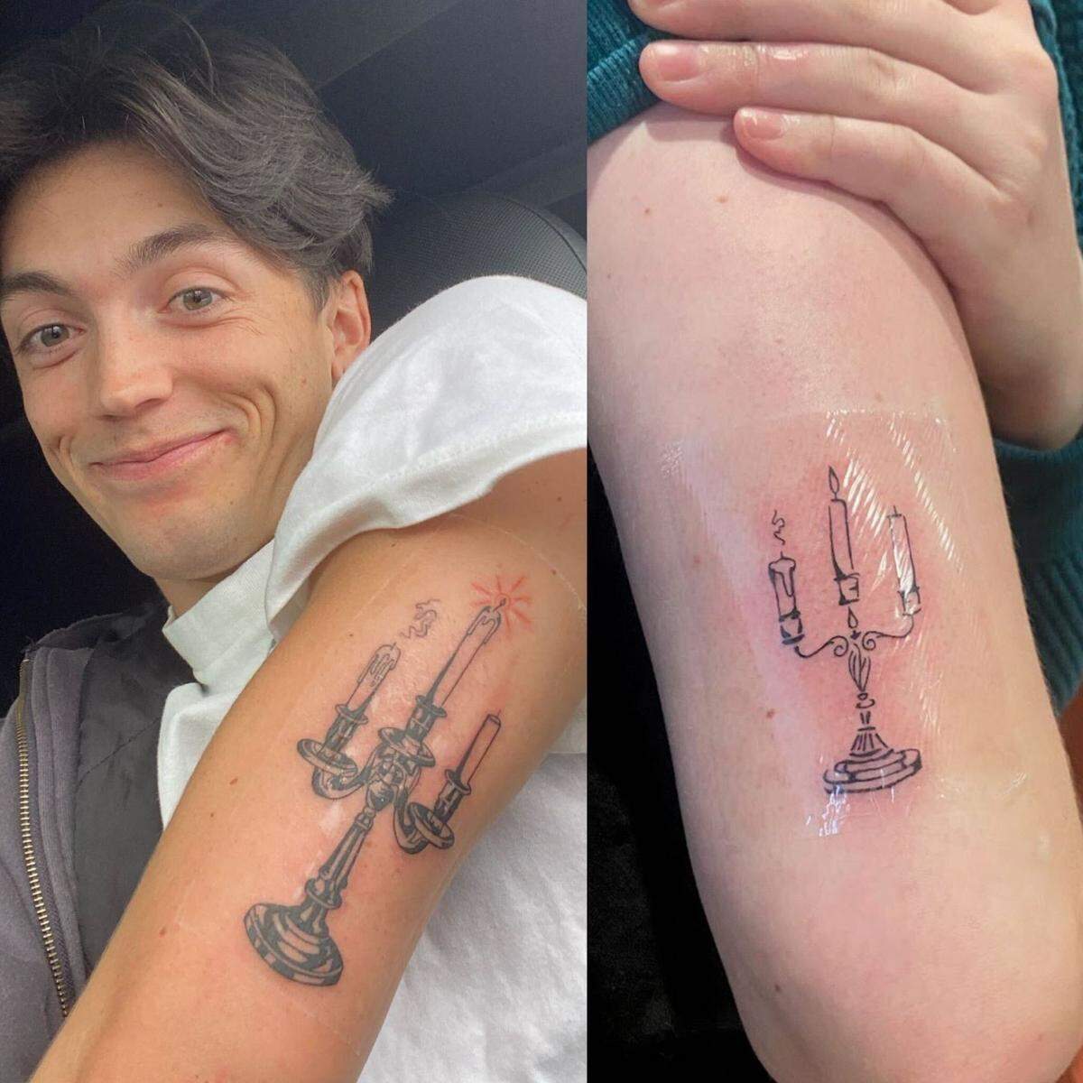 Carson Philbin, 24, poses with a fresh tattoo. After he died cliffdiving in Ka’u, Hawaii, on Saturday, Jan. 13, 2024, Shannon Stone got a similar tattoo.