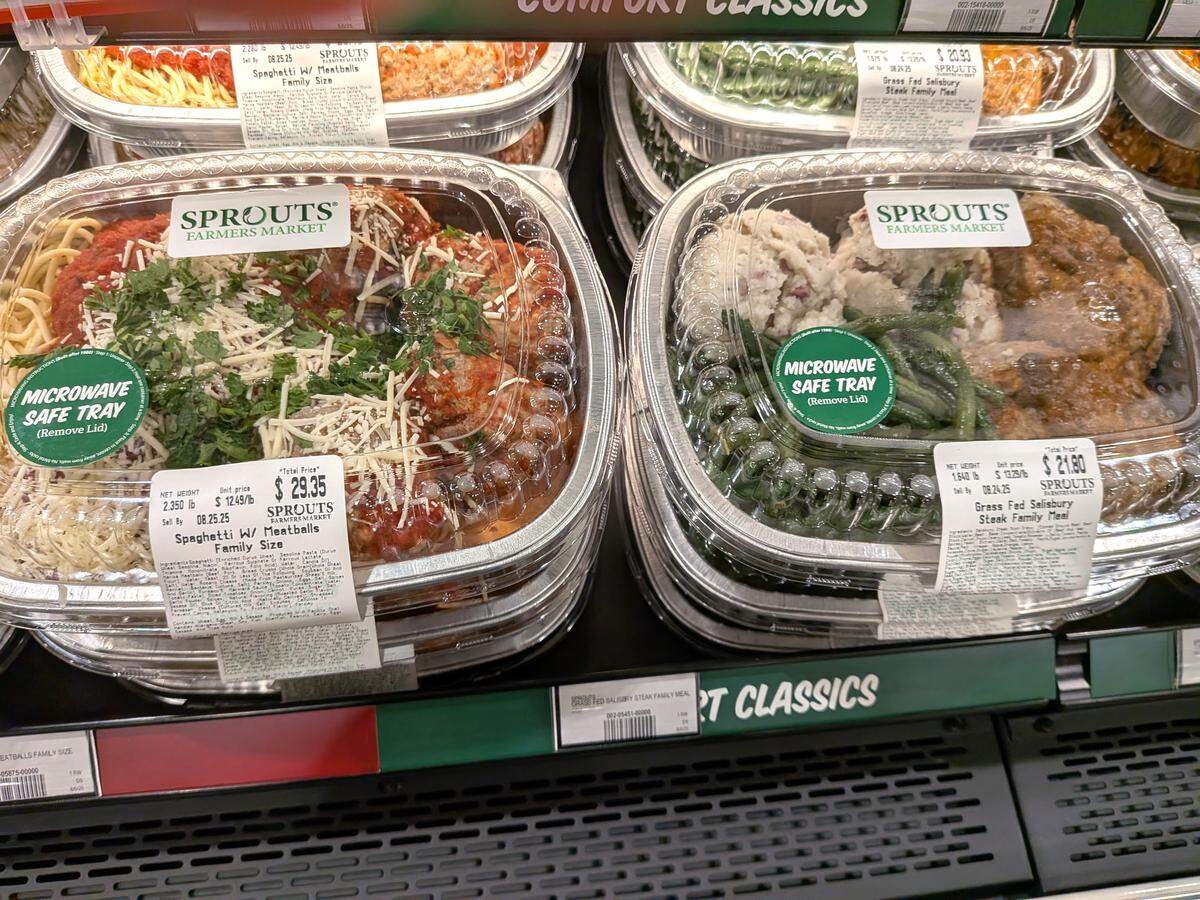 Sprouts has ready-made meals made in-house that take minutes to heat up.