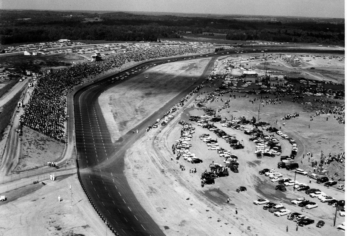 Aerial view of the inagural World 600 at Charlotte Motor Speedway in Concord on June 19, 1960