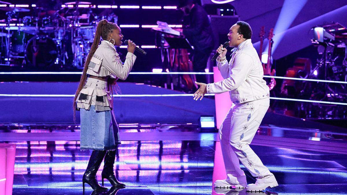 Bryson Battle and Ari Camille during the March 17 episode of “The Voice” on NBC.