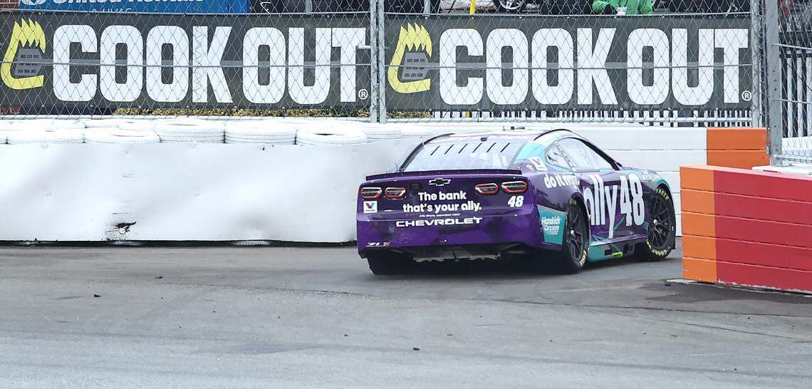 NASCAR Cup Series driver Alex Bowman heads to the garage prior to the conclusion of the Last Chance Qualifier race for the Cookout Clash on Wednesday, Feb. 4, 2026 at Bowman Gray Stadium in Winston-Salem, NC. 
