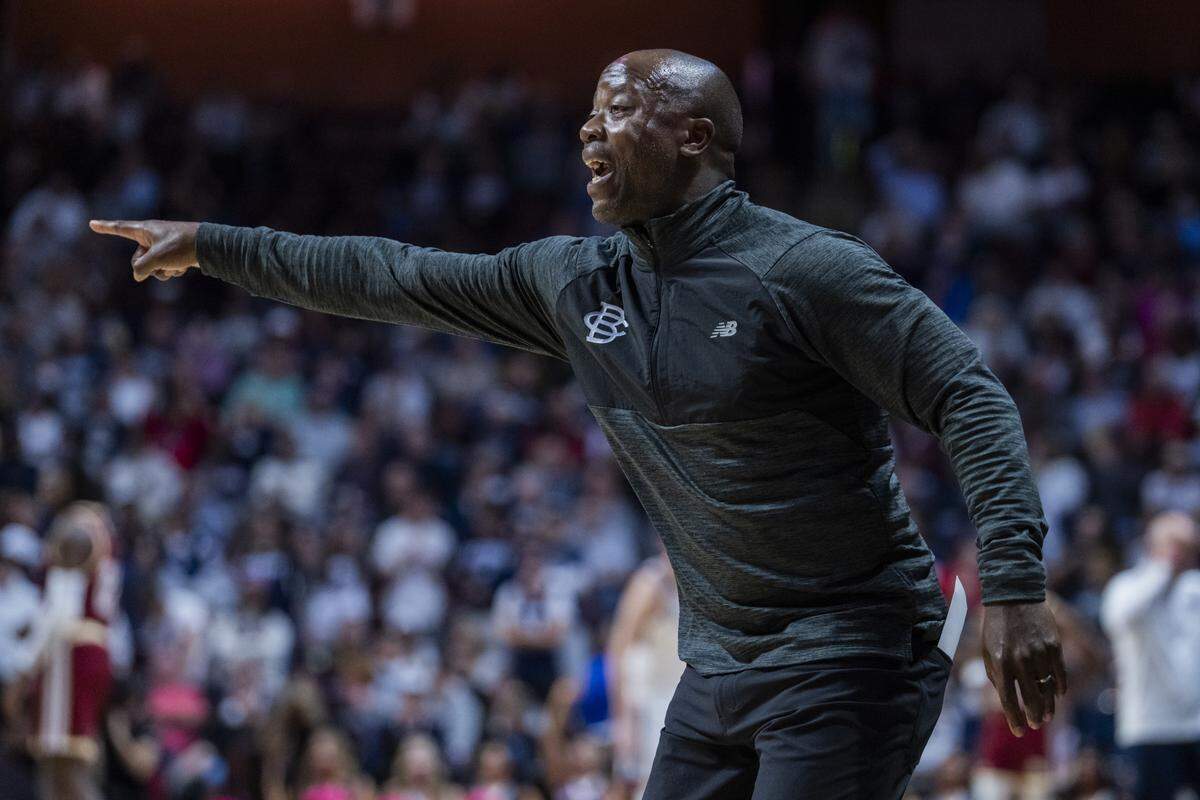 Former Boston College coach Earl Grant during an Oct. 13, 2025 game against UConn. 