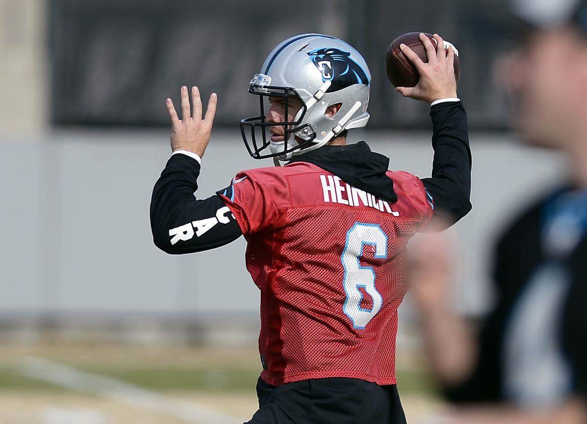 Carolina Panthers quarterback Taylor Heinicke (6) warms up during practice on Wednesday, December 19, 2018. The Carolina Panthers announced today that Newton will sit for the remaining two games of the season.