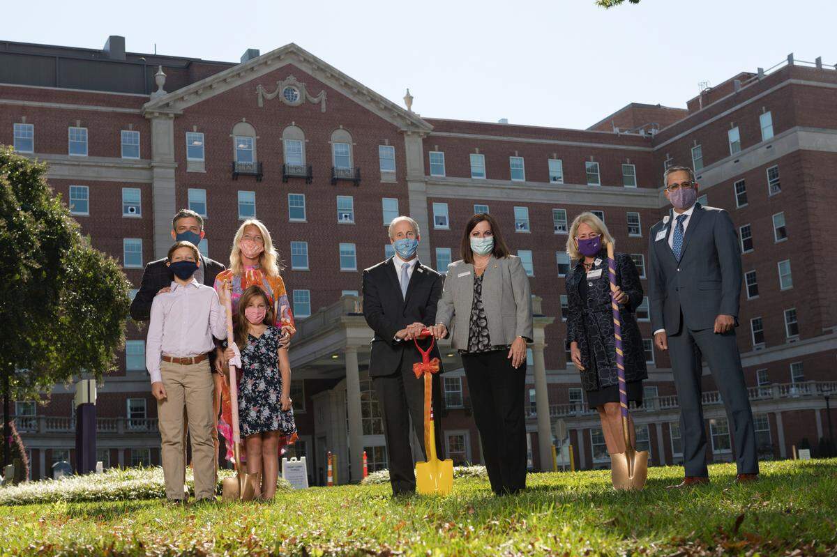 The Comly family worked with members of the Ronald McDonald House team to begin the groundbreaking for Caroline’s Corner.