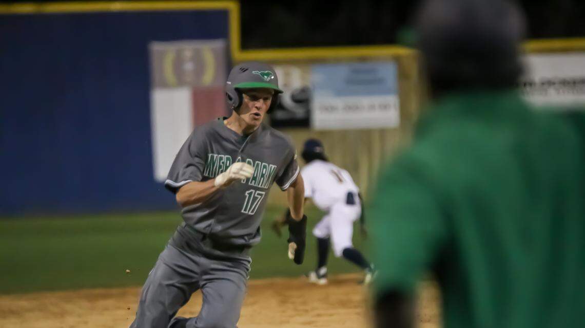 A Myers Park player heads for home during Monday’s season-opening baseball game at East Mecklenburg on February 24th 2025 in Charlotte, North Carolina