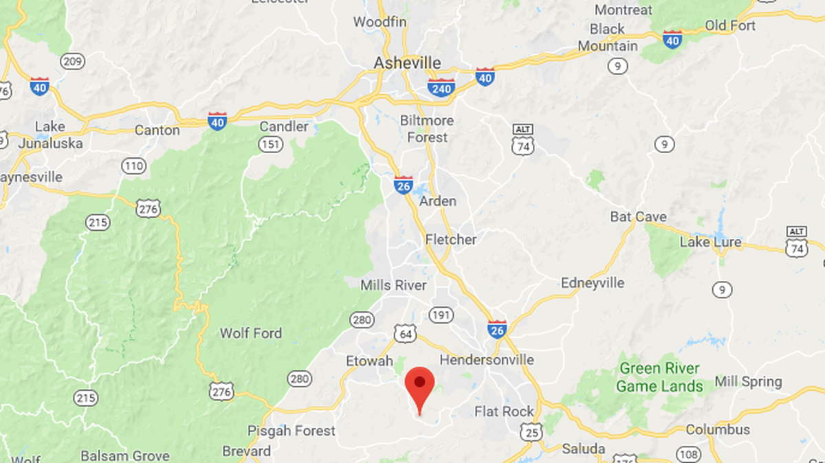 The site of the crash is a largely rural part of Henderson County in the southeastern part of North Carolina.
