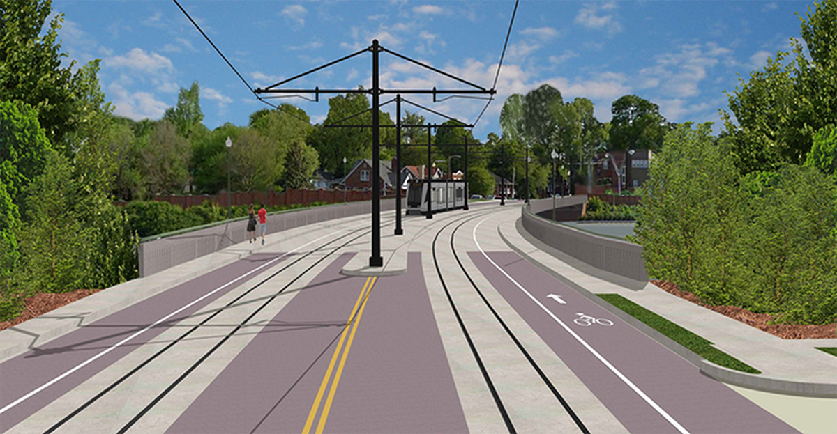 A rendering of the finished Hawthorne Lane bridge.