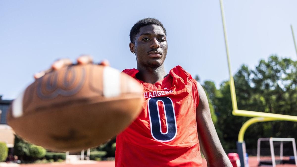 Kendre Harrison poses for a portrait at Providence Day High School in Charlotte, N.C., on Friday, August 2, 2024.