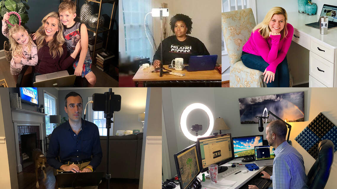 They’re juggling dogs, kids and spouses to do the TV news — live, from their living rooms