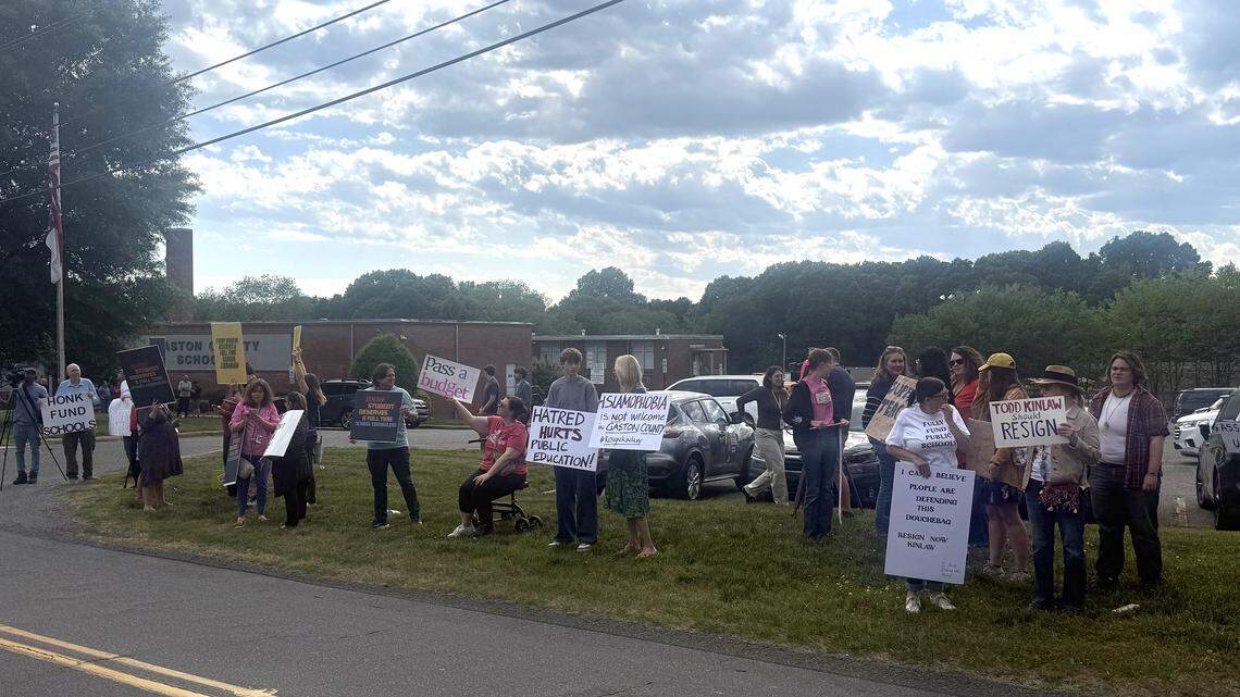 Gaston parents protest over school district’s financial woes, anti-Islam post