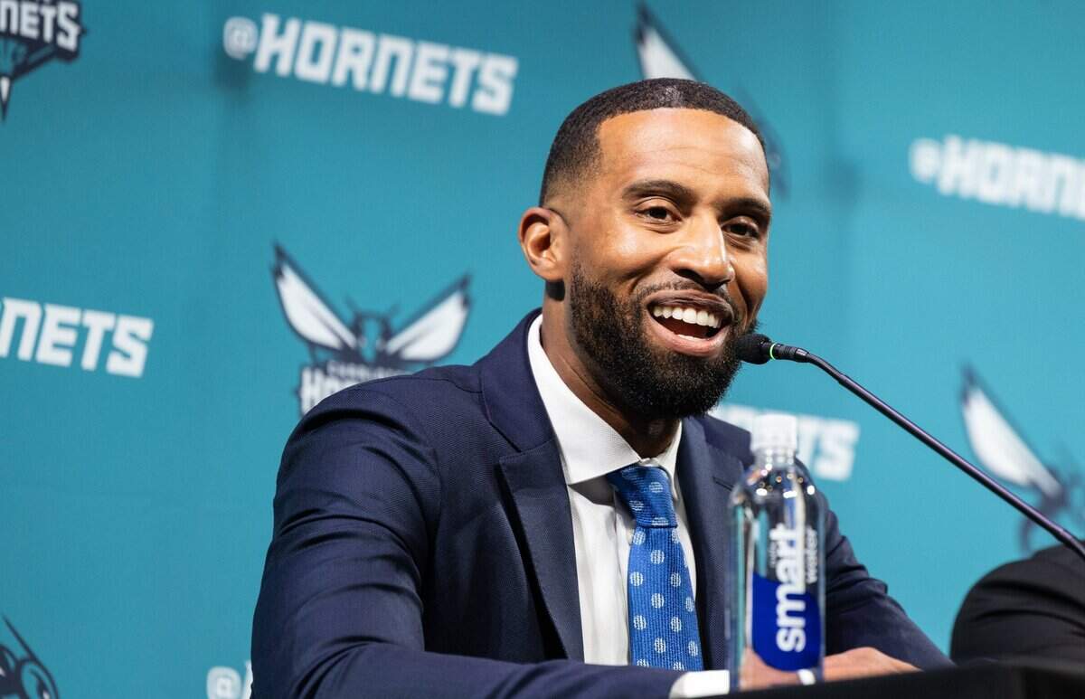The new Charlotte Hornets coach Charles Lee speaks during a press conference in Charlotte, N.C., on Tuesday, June 25, 2024.