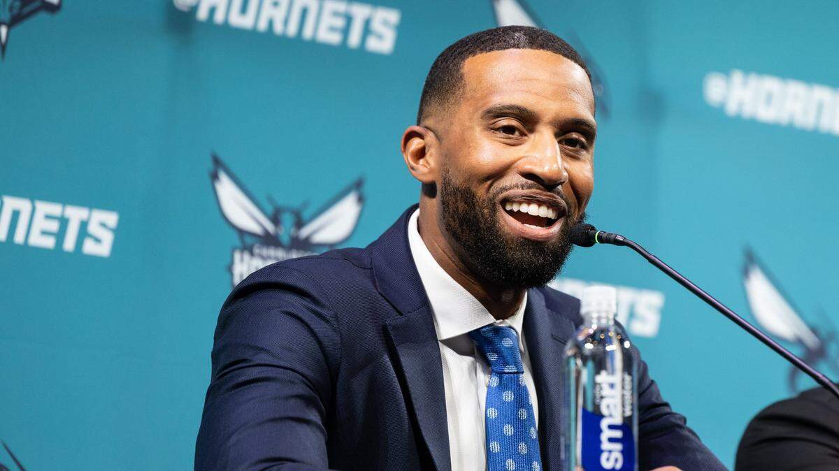 The new Charlotte Hornets coach Charles Lee speaks during a press conference in Charlotte, N.C., on Tuesday, June 25, 2024.