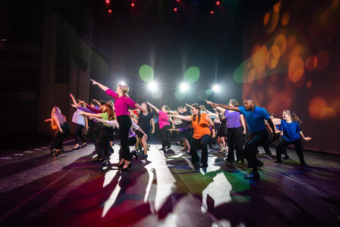  Charlotte-area high school musical students perform at the 2022 Blumey Awards ceremony. A 10th anniversary celebration of the Blumeys will be at Belk Theater Jan. 13.