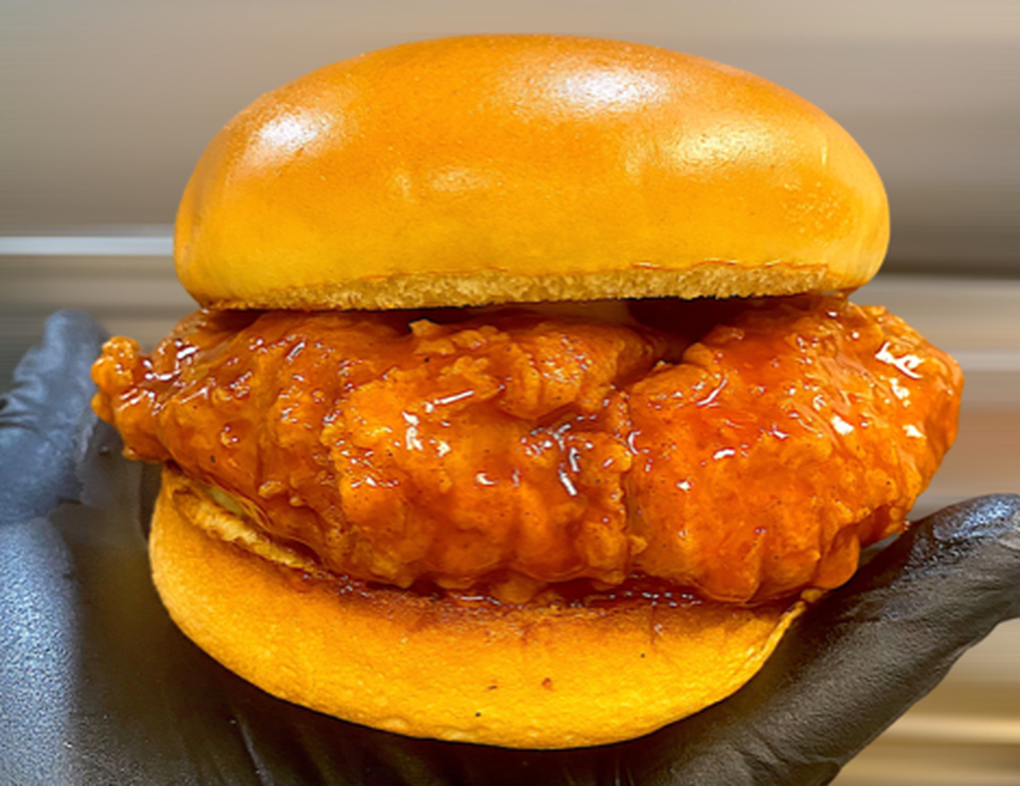 The Vegan Nashville Hot Chick’n at Best of Both Souls — which operates out of The City Kitch — is a double-breaded “it’s not chicken” patty in a sweet heat sauce, topped with pickles and Cajun vegan mayo