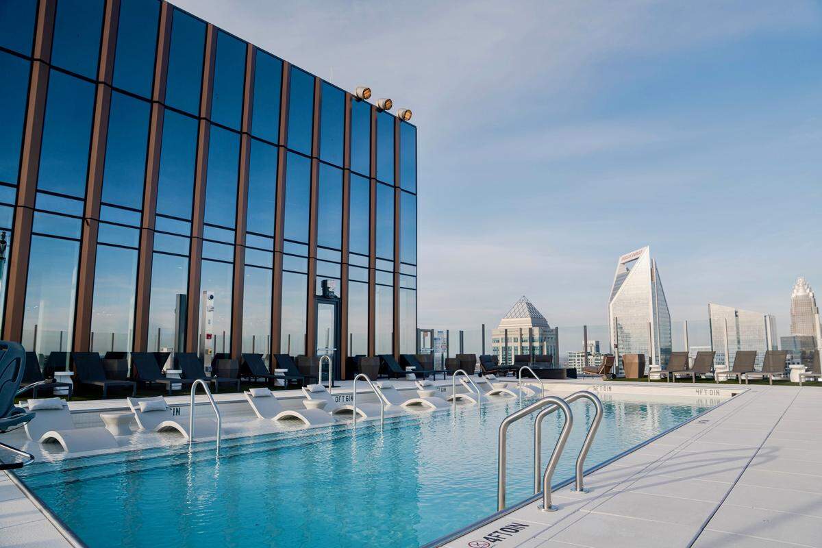 The pool at The Vivian, Queensbridge Collective’s residential tower.