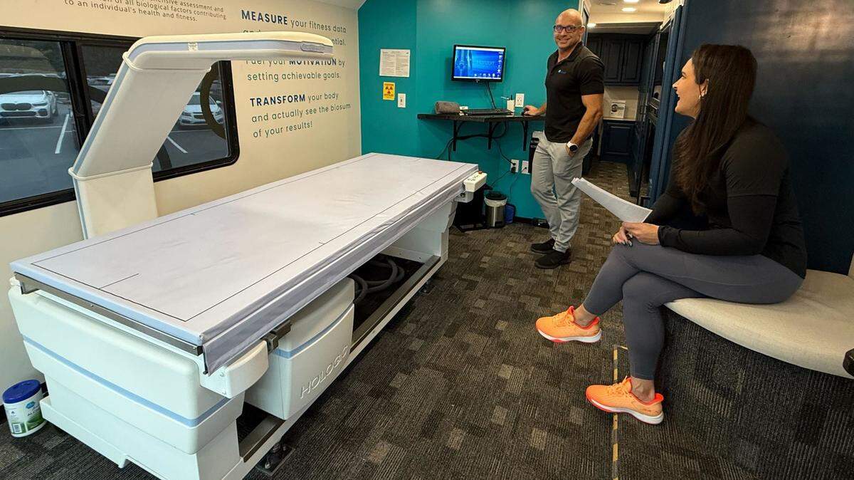At Biosum, Jacob Kirsch and Lora DiCarlo offer DEXA scans (machine shown at left), resting metabolic rate testing and VO2 Max testing. DiCarlo and Kirsch are both certified trainers and nutritionists, so in addition to offering the testing, the pair also offer diet and exercise guidance. If someone comes in for a test and then returns for a retest 4-8 weeks later, the team can assess and offer tweaks to help achieve goals, DiCarlo told CharlotteFive.