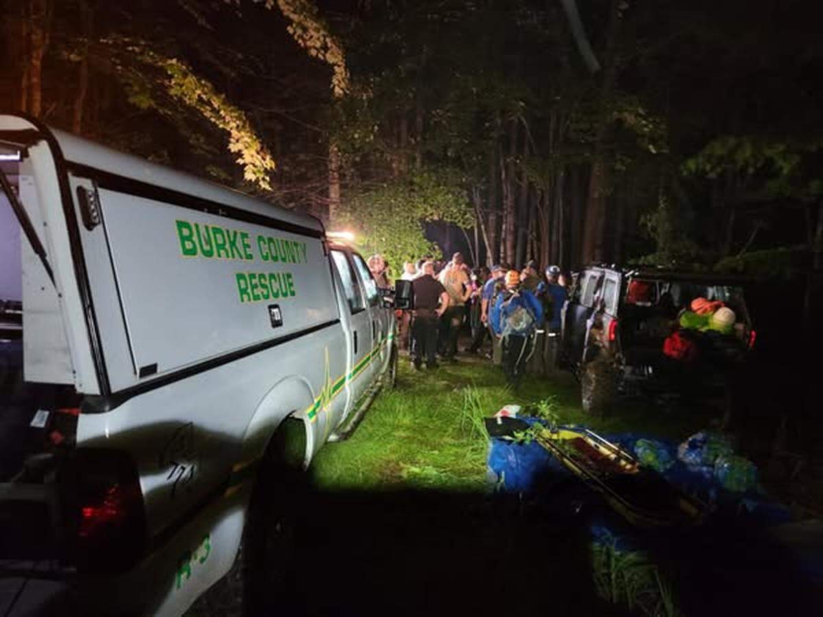 Numerous emergency responders arrived to help an injured hiker who fell 20 feet into a ravine in a popular North Carolina waterfalls area on Friday, June 13, 2025.