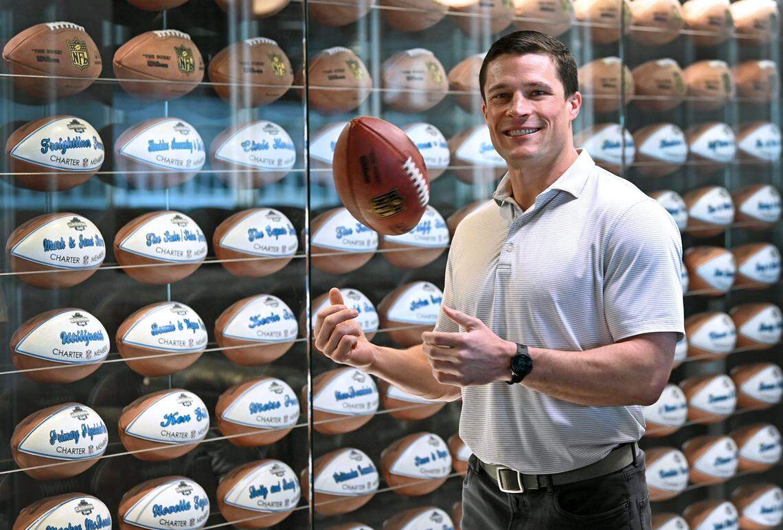 Former Carolina Panthers linebacker Luke Kuechly on March 28, 2025, at Bank of America Stadium.