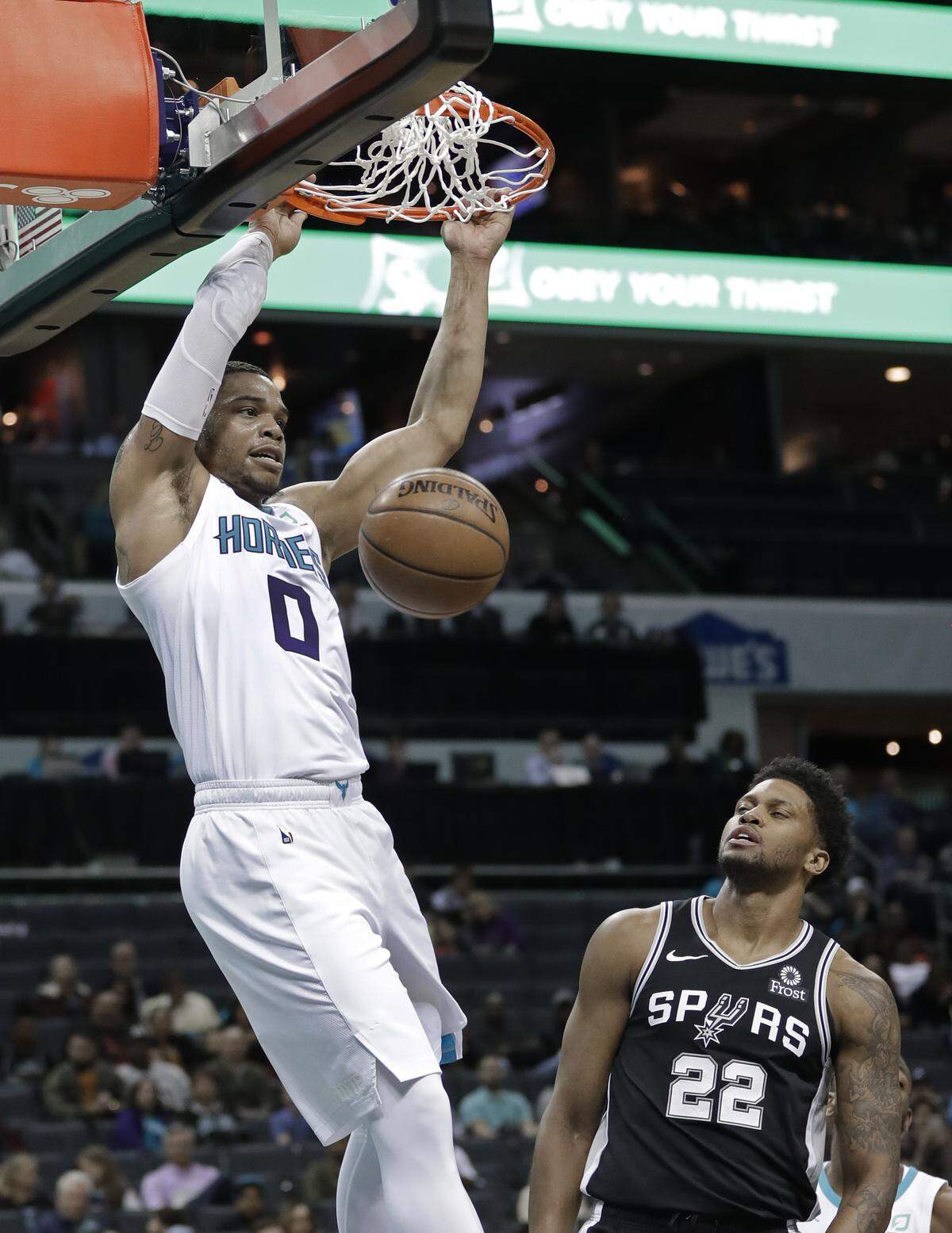 Miles Bridges (0), as well as Dwayne Bacon and Devonte Graham, are providing the Hornets with key contributions during the team’s four-game winning streak.