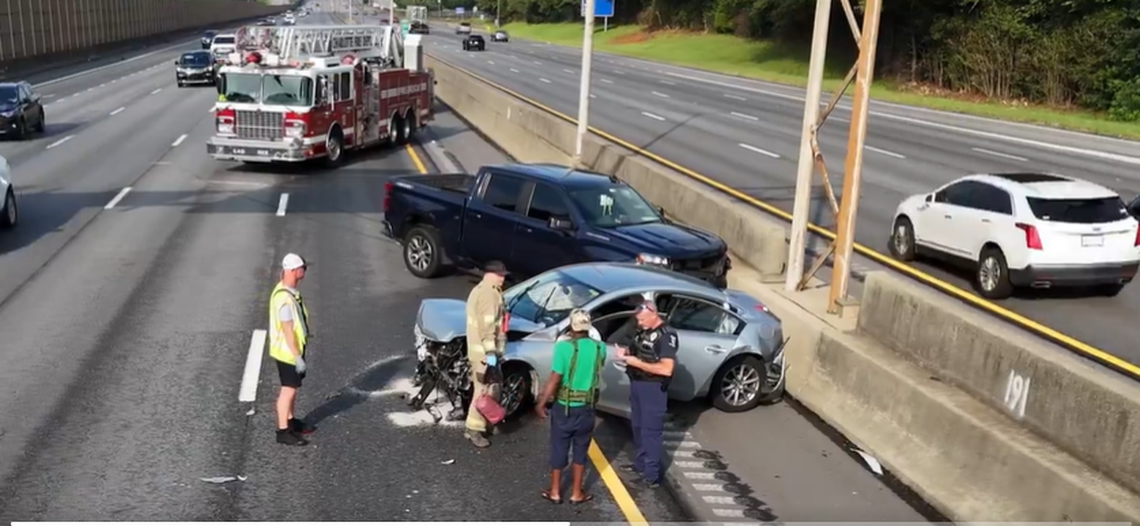 A multi-vehicle wreck on a Charlotte interstate on Saturday, Aug. 31, 2024, prompted a warning to drivers on the busy Labor Day travel weekend. 