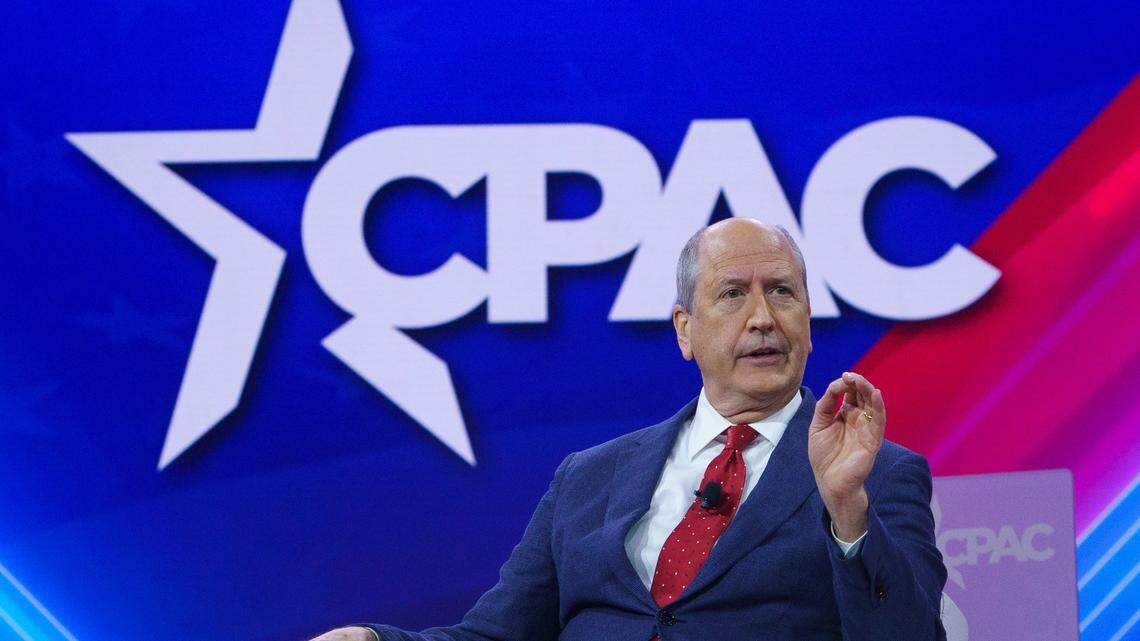 Republican North Carolina Congressman Dan Bishop speaks at the Conservative Political Action Conference (CPAC) on Feb 23, 2024 in National Harbor, MD.