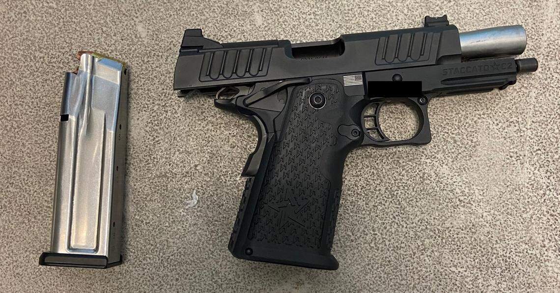 A TSA spokesman confirmed to The Charlotte Observer that agents “detected” and “recovered” this loaded Staccato 9mm handgun at Checkpoint D at about 9 a.m. Tuesday, April 26, 2022.