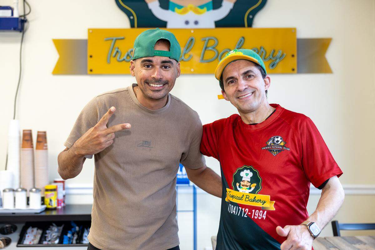 Aguinaldo Santos and Rui Oliveira at Tropical Bakery in Matthews, owned by Rui.