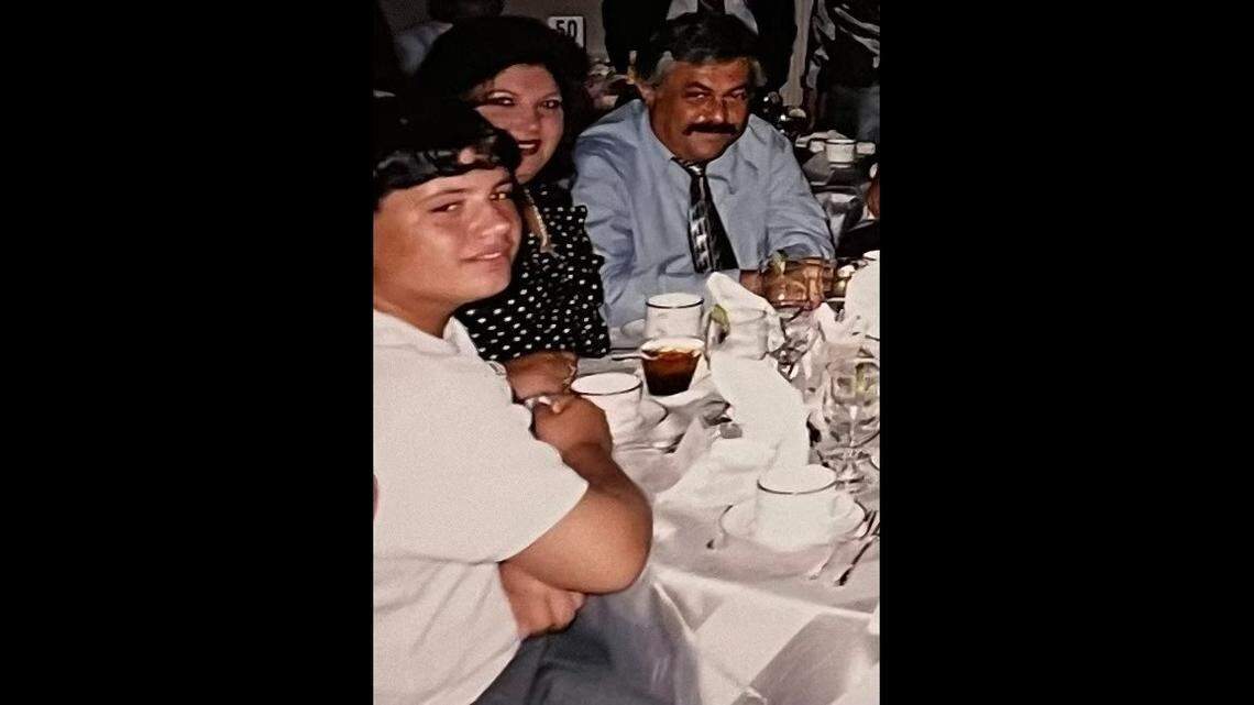 Pete and Joanna Sikiotis pose for a photo with their son, Nicholas. Pete Sikiotis, owner of Green’s Lunch, died Sunday, Feb. 19, 2023.