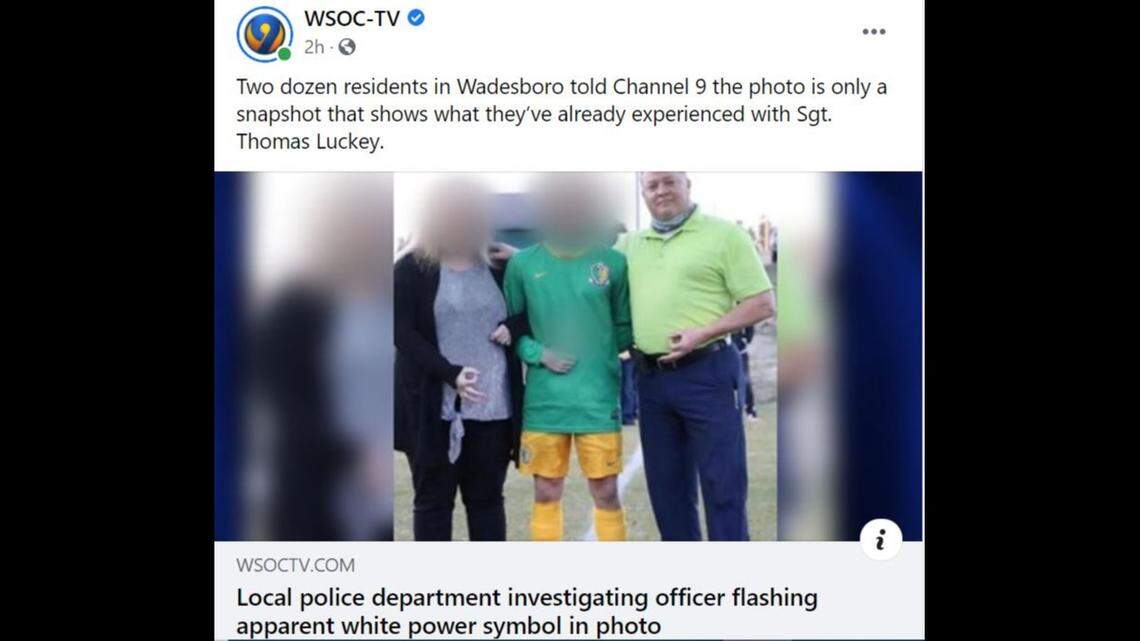 A North Carolina police officer is under investigation after a photo surfaced of him doing a hand gesture, officials said.