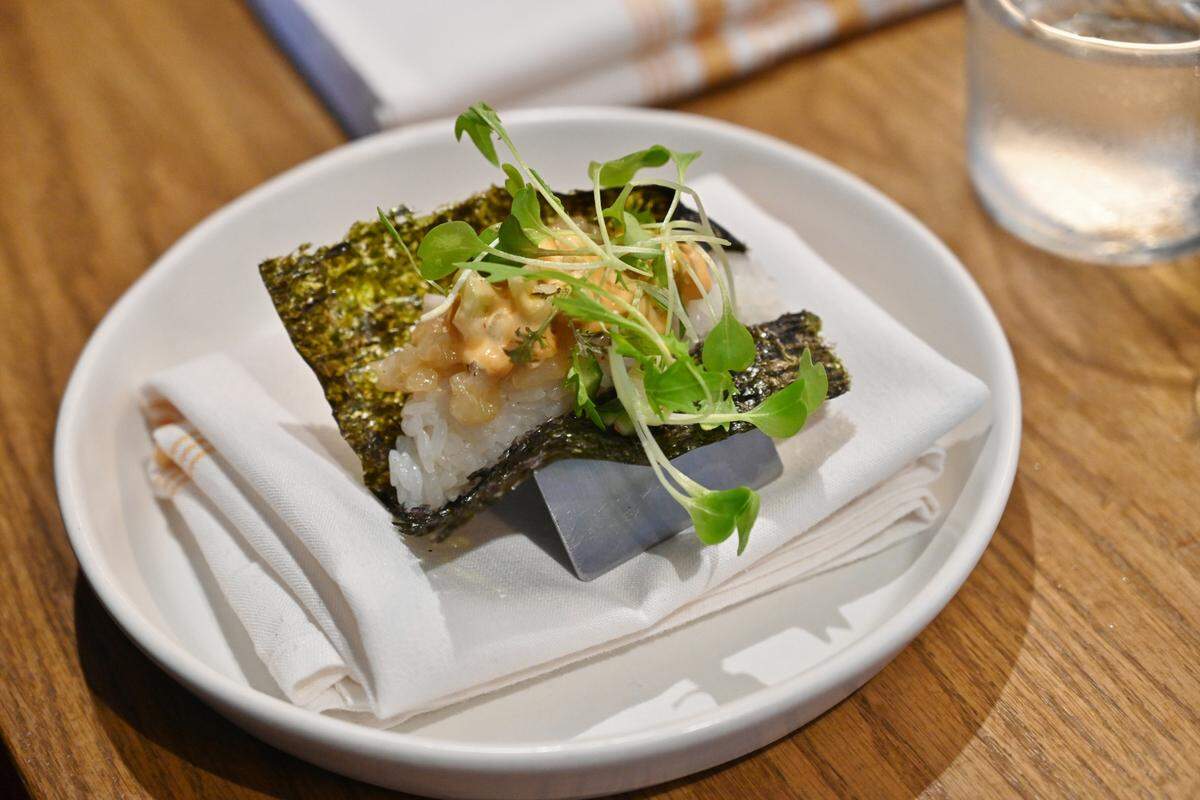 A sea scallop nori wrap at Restaurant Constance.
