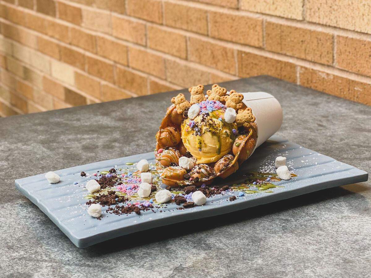 Open Rice’s Bubble Waffles are made from a sweet batter, then stuffed with toppings and your choice of ice cream.